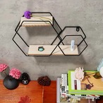 インテリア 壁掛け 壁掛け収納 ウォールシェルフ 六角形 ラウンド スクエア シンプル 小物収納 模様替え おしゃれ ラック 小物  ブラック