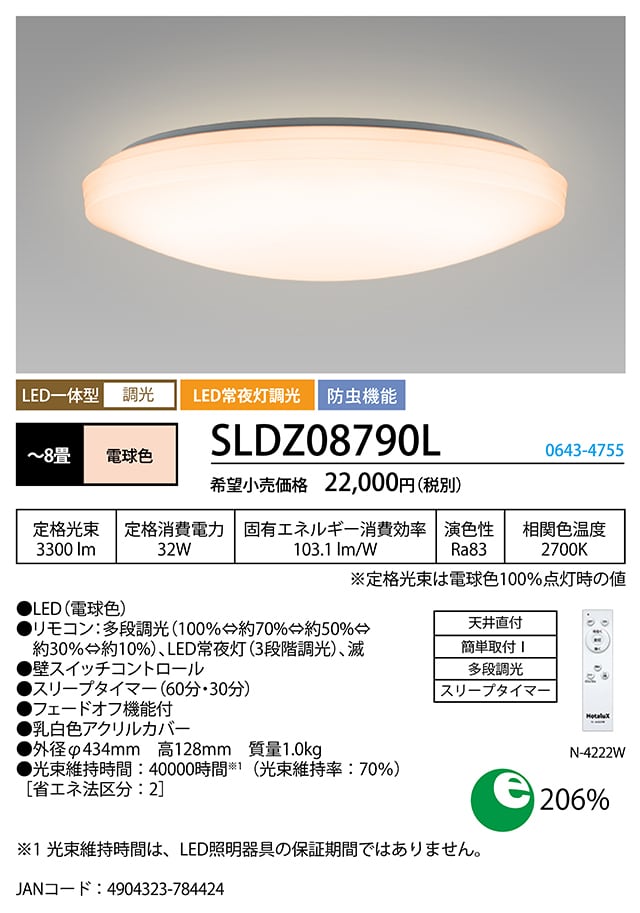 未使用　未開封品　Hotalux LEDシーリングライト　SLDZ08790D■2台セット アウトレット品]HotaluX ホタルクス LEDシーリングライト 調光タイプ