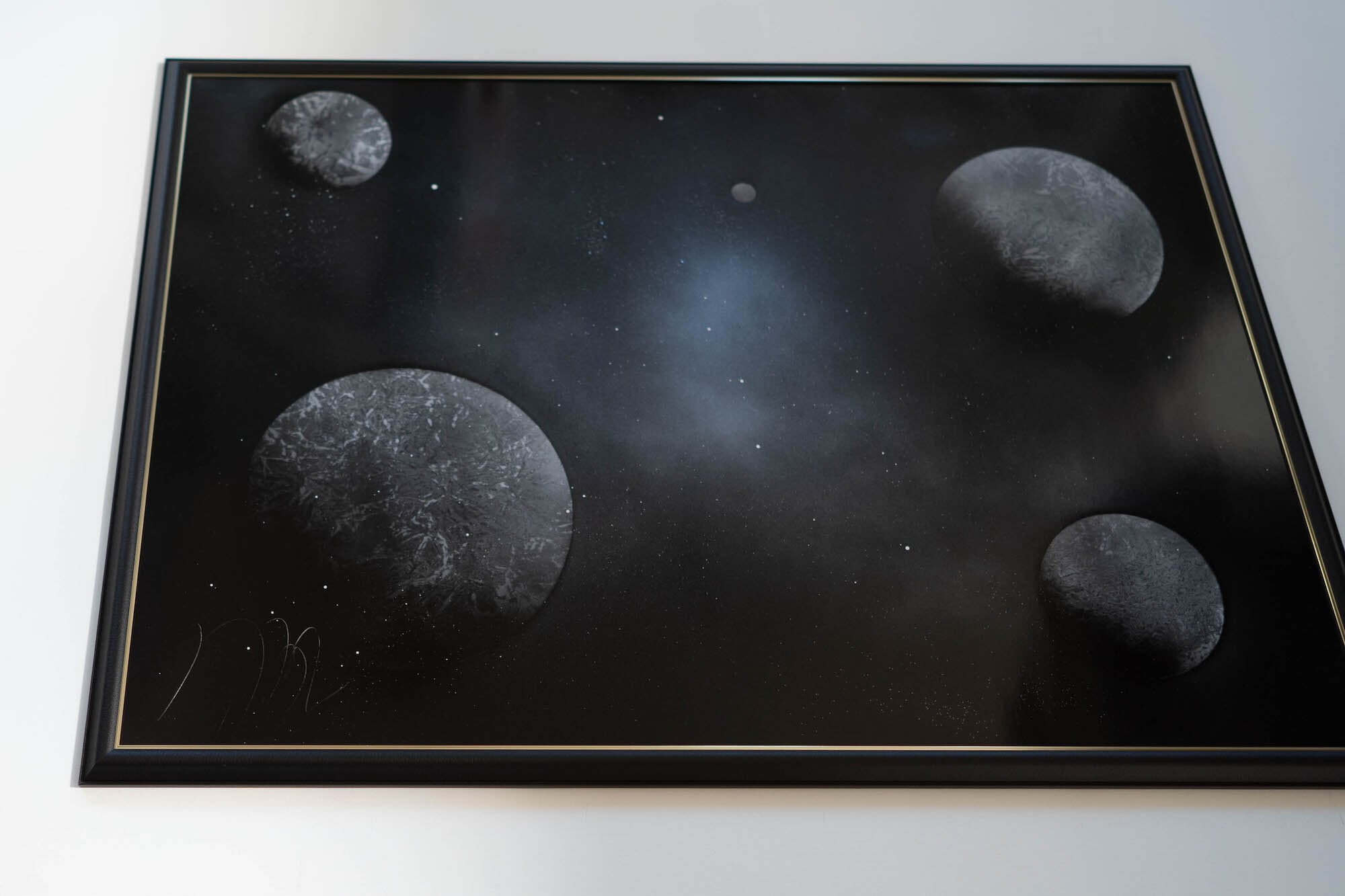 スプレーアート 月と宇宙の風景 30cm universe monochrome / 宇宙をテーマにしたスプレーアート作品 原画