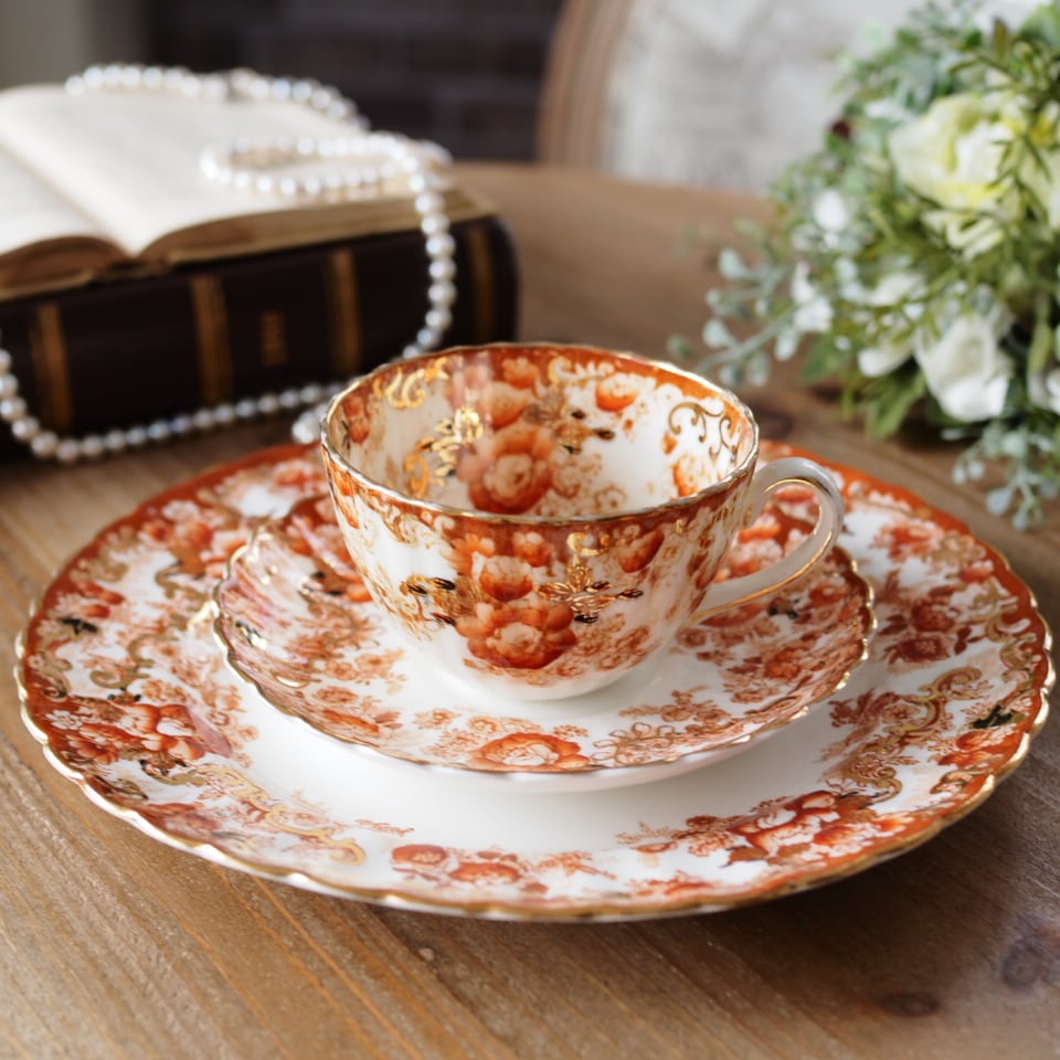 英国アンティーク　稀少イェーツ　薔薇のトゥルートリオ カップ＆ソーサー / トリオ | antique FEELPORT アンティーク食器の専門店