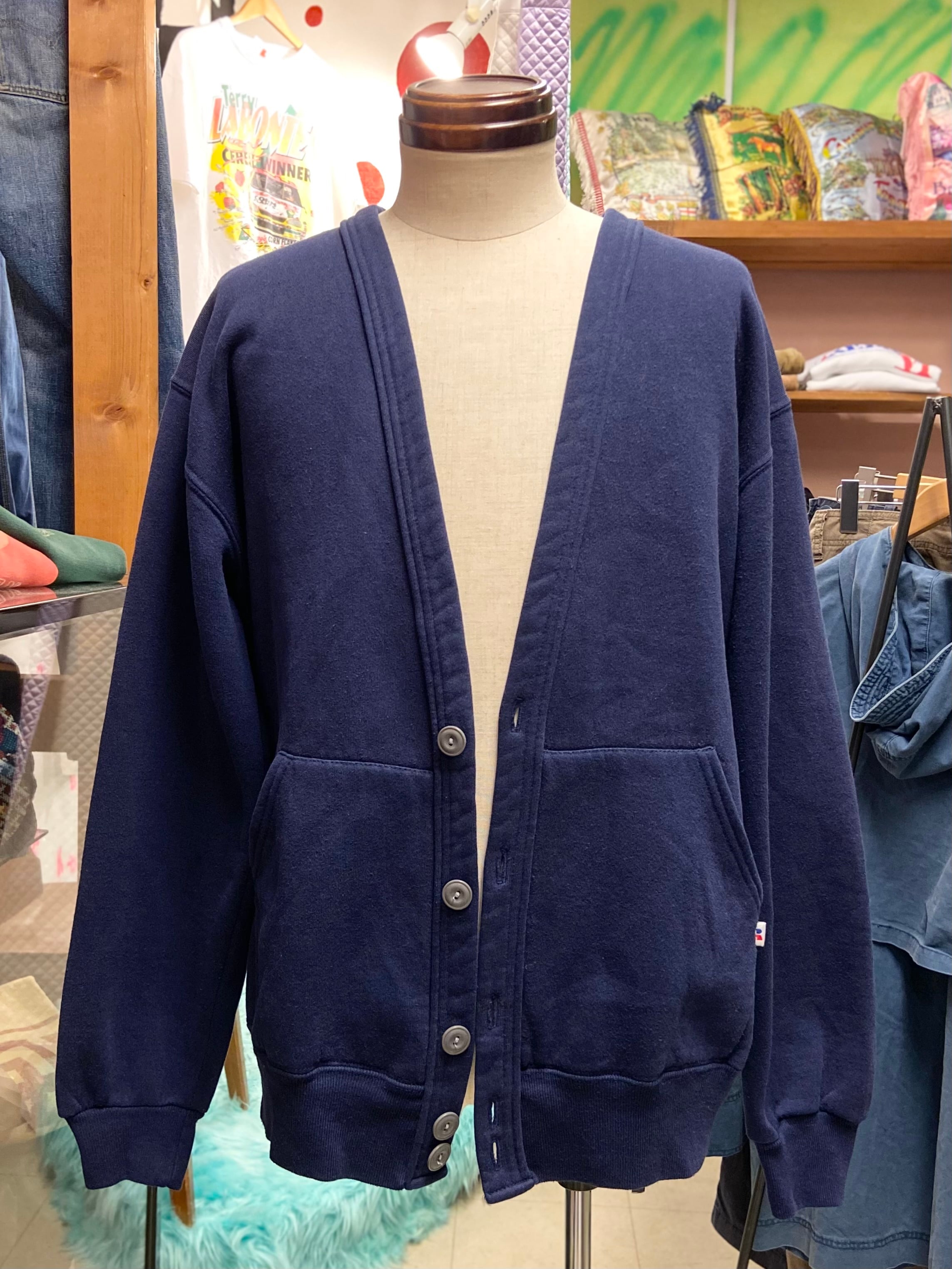 90s LANDS' END ランズエンド コットン インディゴ ニット【L】MADE