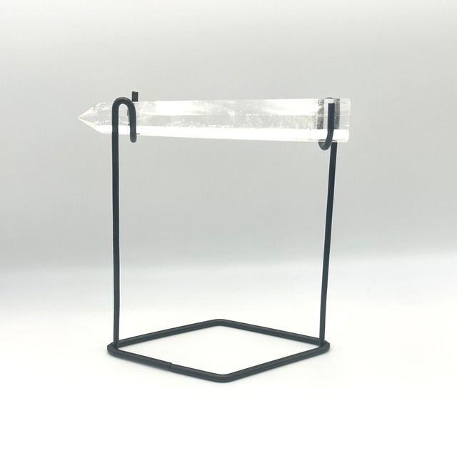 (00804)【1点のみ】水晶　クリアクォーツ　クリスタル　Clear quartz　Crystal　ブレスレットスタンド　ブラック(L)　アクセサリースタンド　天然石インテリア　置物