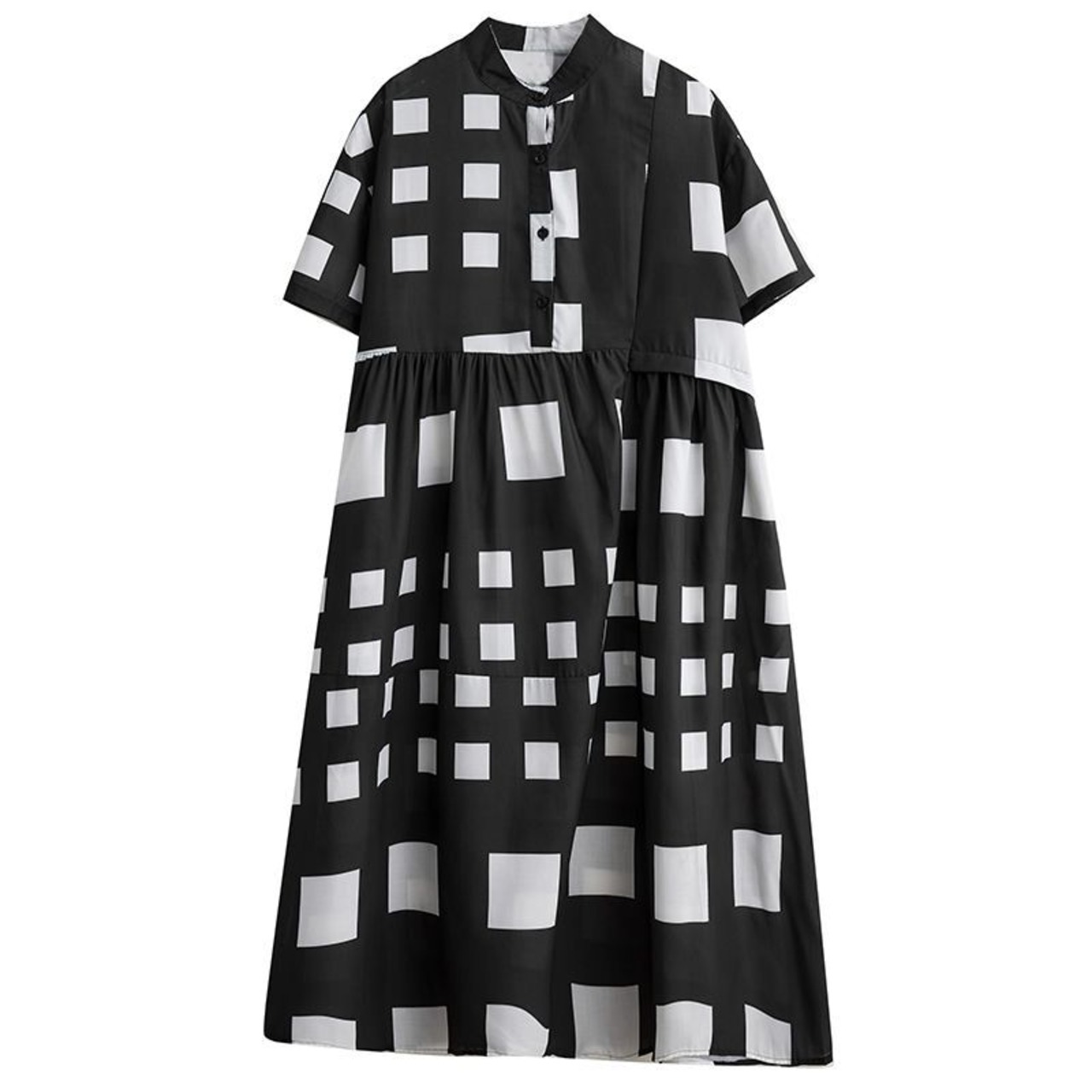 モノトーン 格子柄 ワンピース  30035