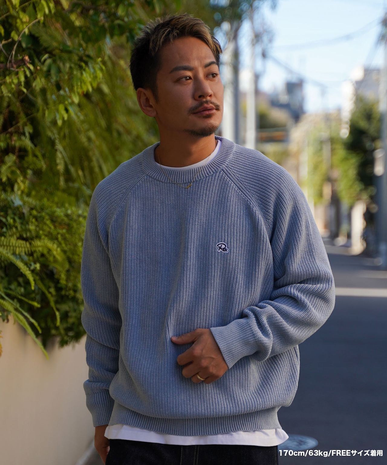 【#Re:room】PIGMENT COLOR BIG CREW KNIT［REK134］