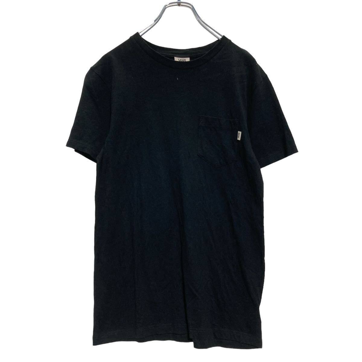 VANS 半袖 プリントTシャツ S ブラック バンズ クルーネック バック 