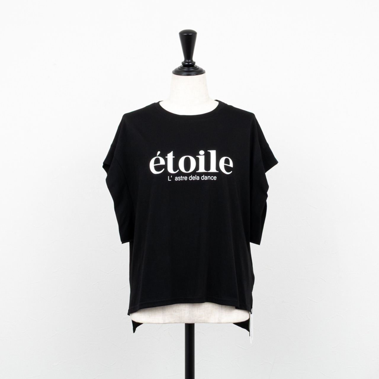 【QTUME／クチューム】綿シフォンロゴTシャツ（ブラック） - 1