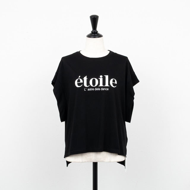 【QTUME/クチューム】綿シフォンロゴTシャツ(ブラック)