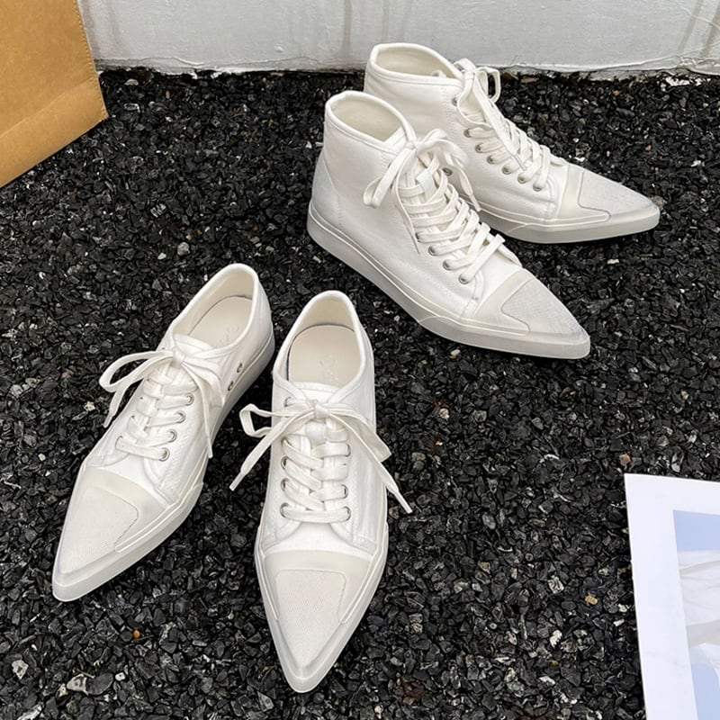 Pointed toe canvas sneakers 2 types V2468