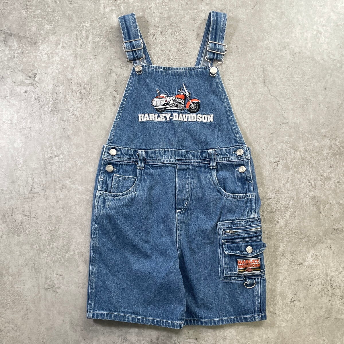 【超希少】Harley Davidson VINTAGE オーバーオール 着脱可 kids】HARLEY DAVIDSON ハーレーダビッドソン デニム オーバーオール