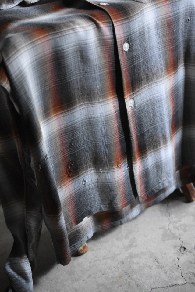 OK/60's "Penny's" art boro ombre check vintage rayon shirt