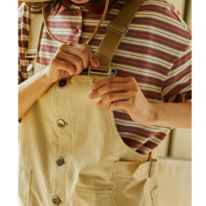 LYBRO サロペット 46 オレンジ ショーツ 5分丈 オーバーオール