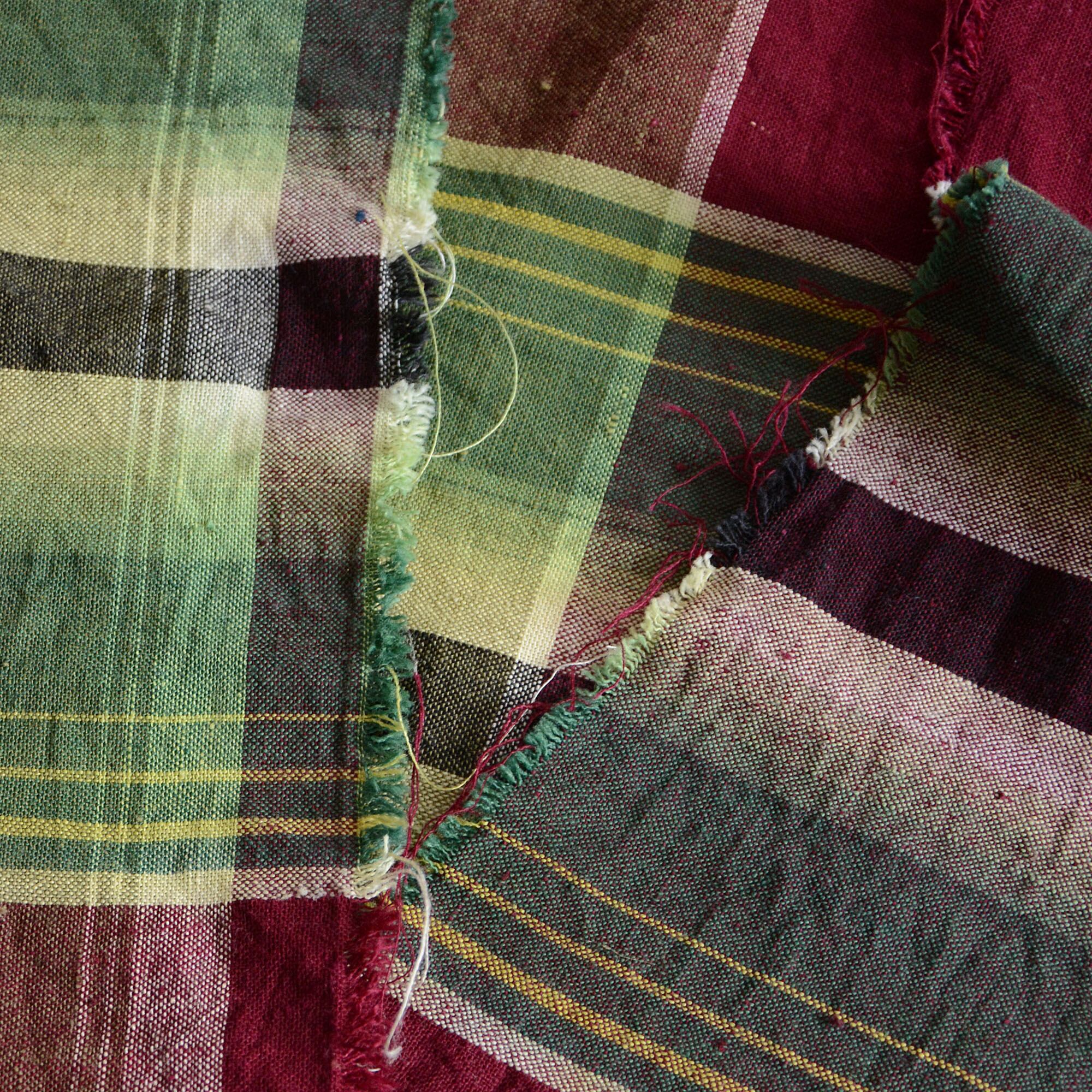 古布 木綿 端切れ 布団皮 解き 格子模様 4枚セット リメイク素材