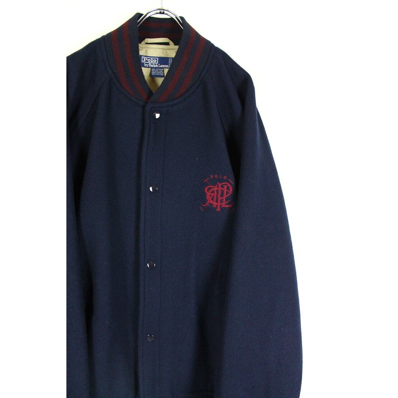 【良品】RALPH LAURENラルフローレンウールメルトンテイラードジャケット Polo by Ralph Lauren メルトンウールアワードジャケット 【ME-0718