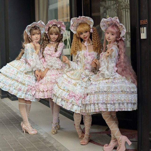 ロリータファッション 量産型 甘ロリ 長袖フリルワンピース お茶会向け