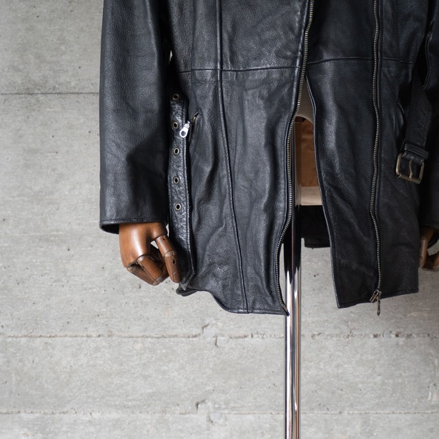 "SINCLAIR" '90s vintage Leather belted double breasted Jacket