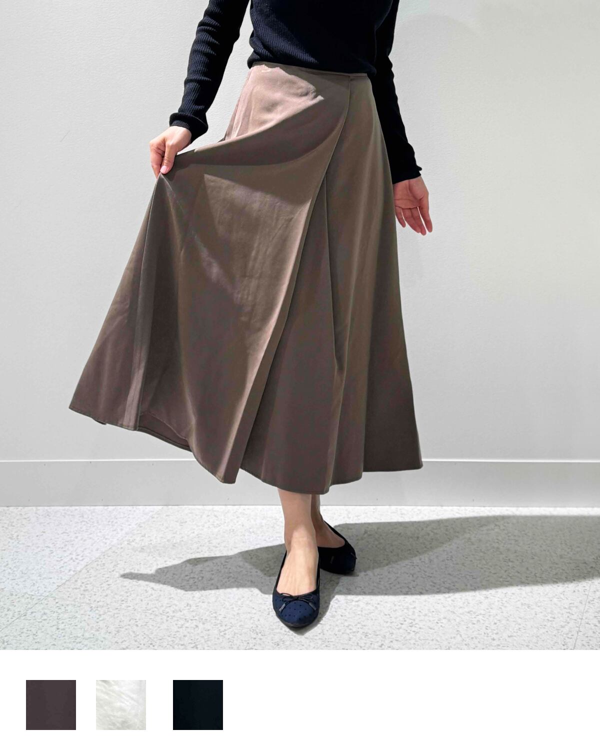 レザー見えラップスカート【 日本製 / 手洗い可】 | 小さいサイズ専門
