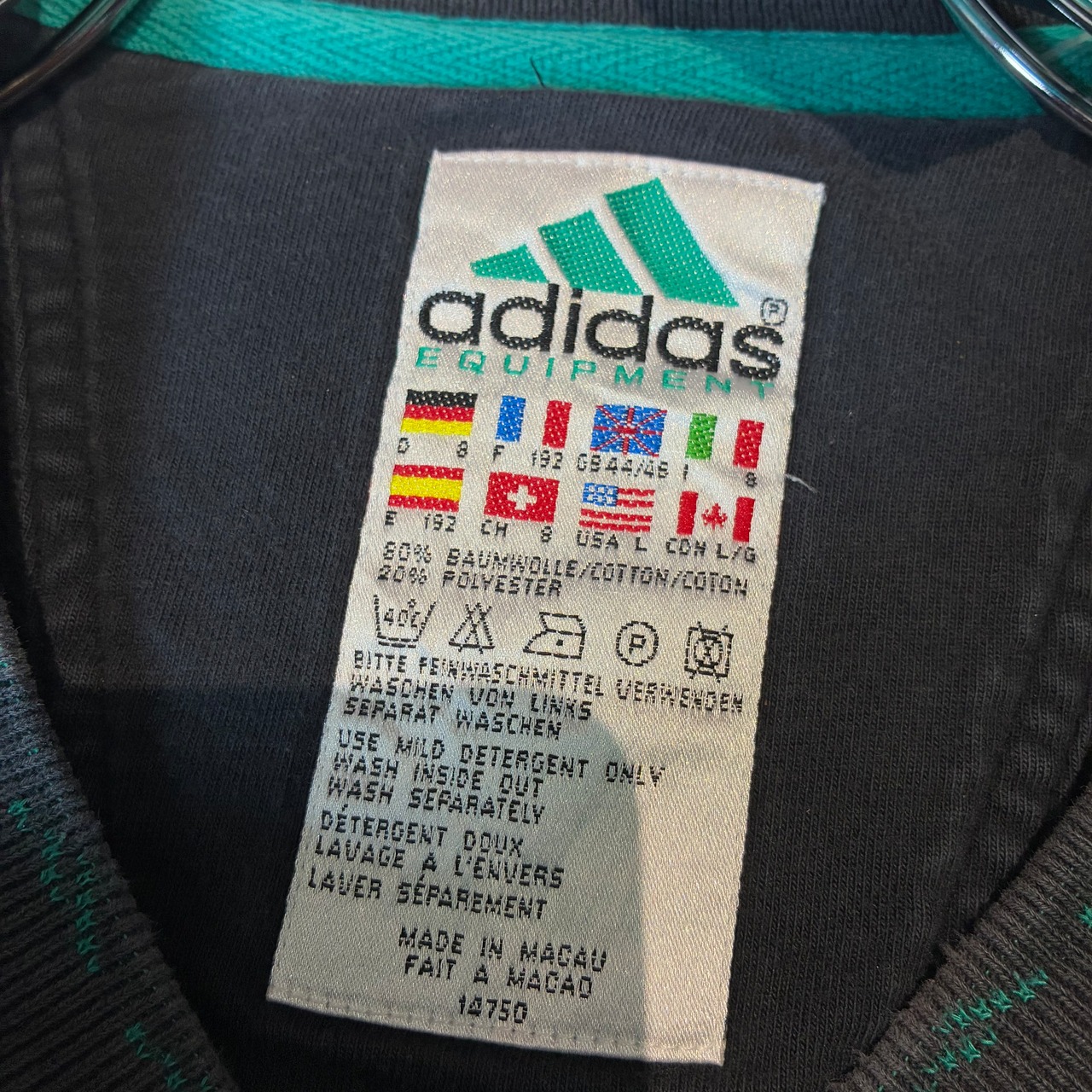 90s adidas EQUIPMENT ブラックフェードスウェット　刺繍ロゴ　アディダス　L