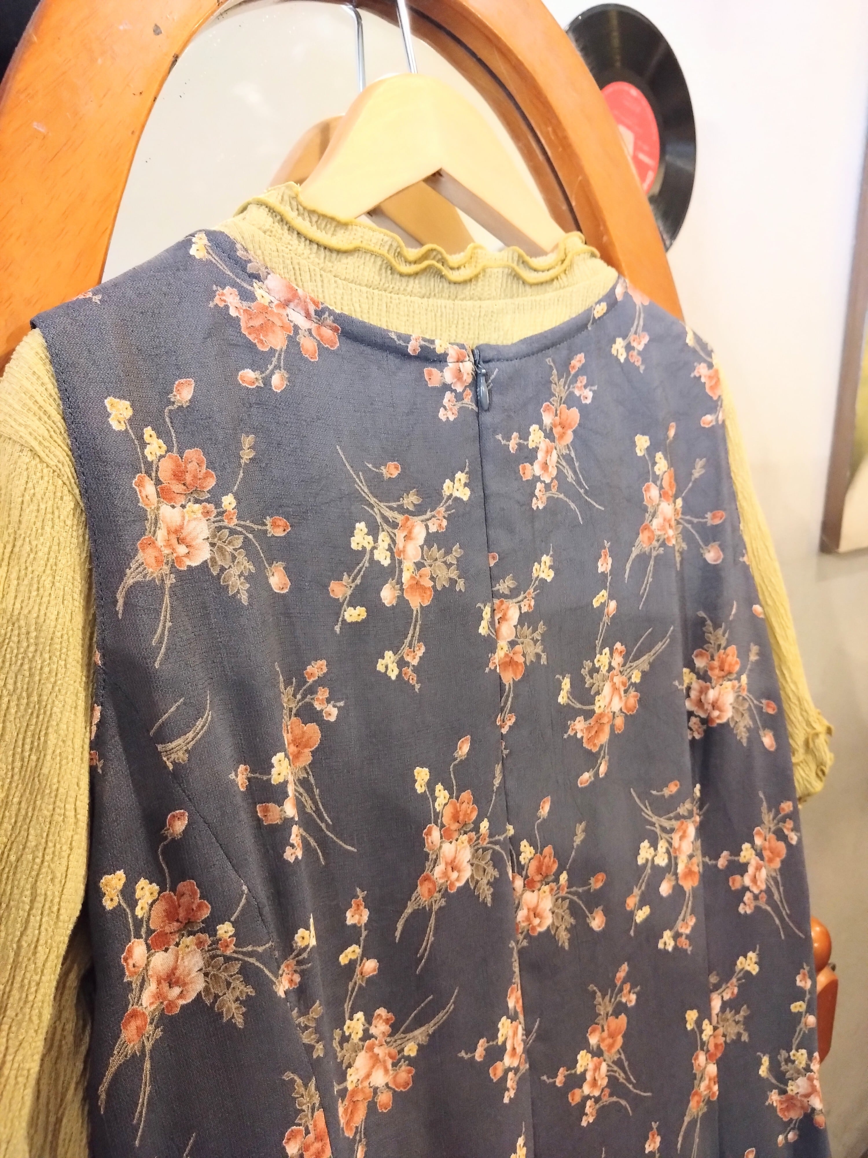 サンヒルズ/花柄ノースリーブワンピース/SunHillsレトロ日本製古着服15
