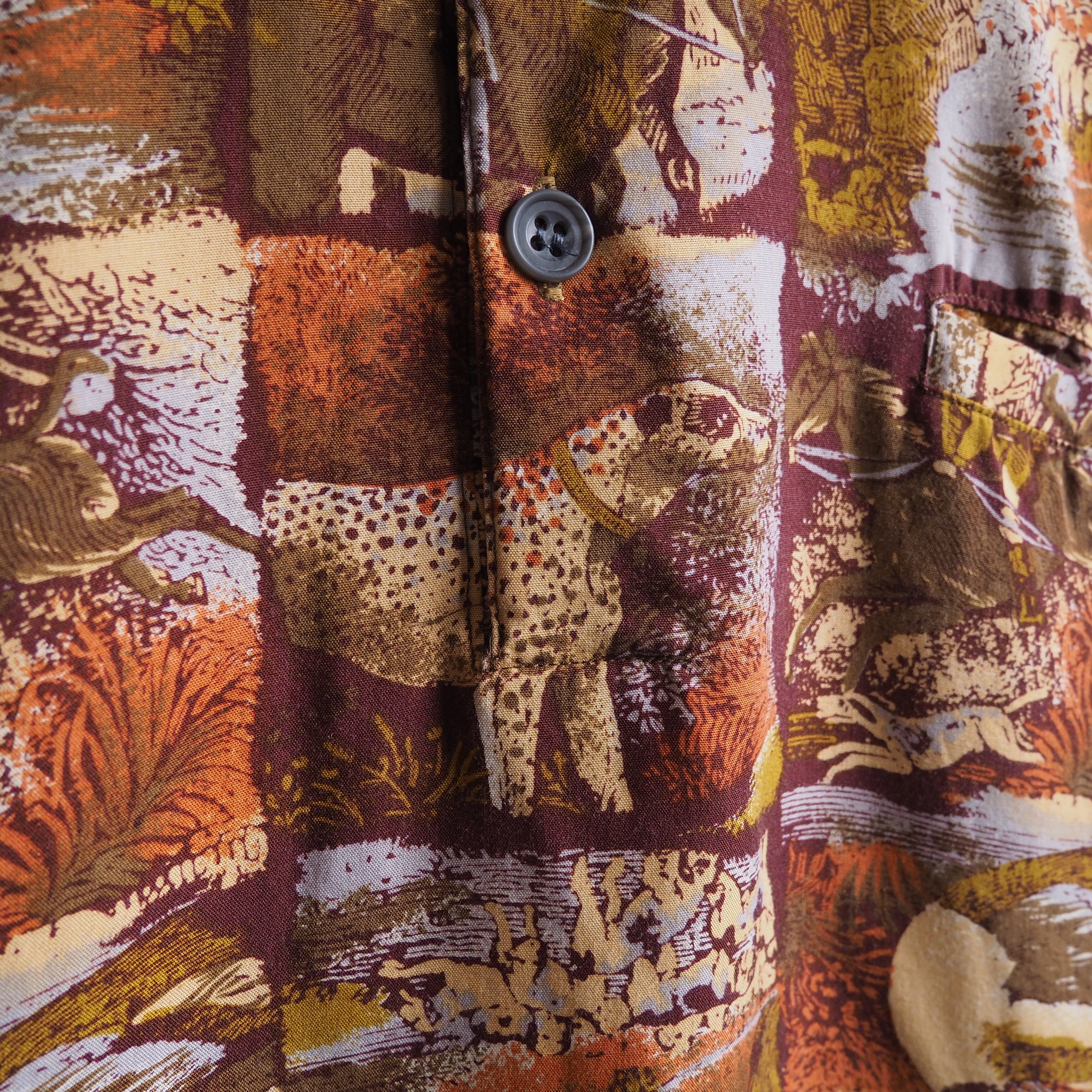 1980 - 90s Modern rétro Art full pattern Design vintage pull over rayon shirt