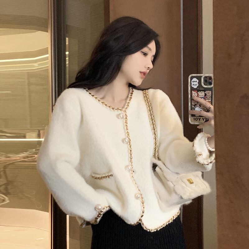 ホワイトジャケット オータムウィンタールーズショートカーディガン 秋物 冬物 スーパーモール15366630345