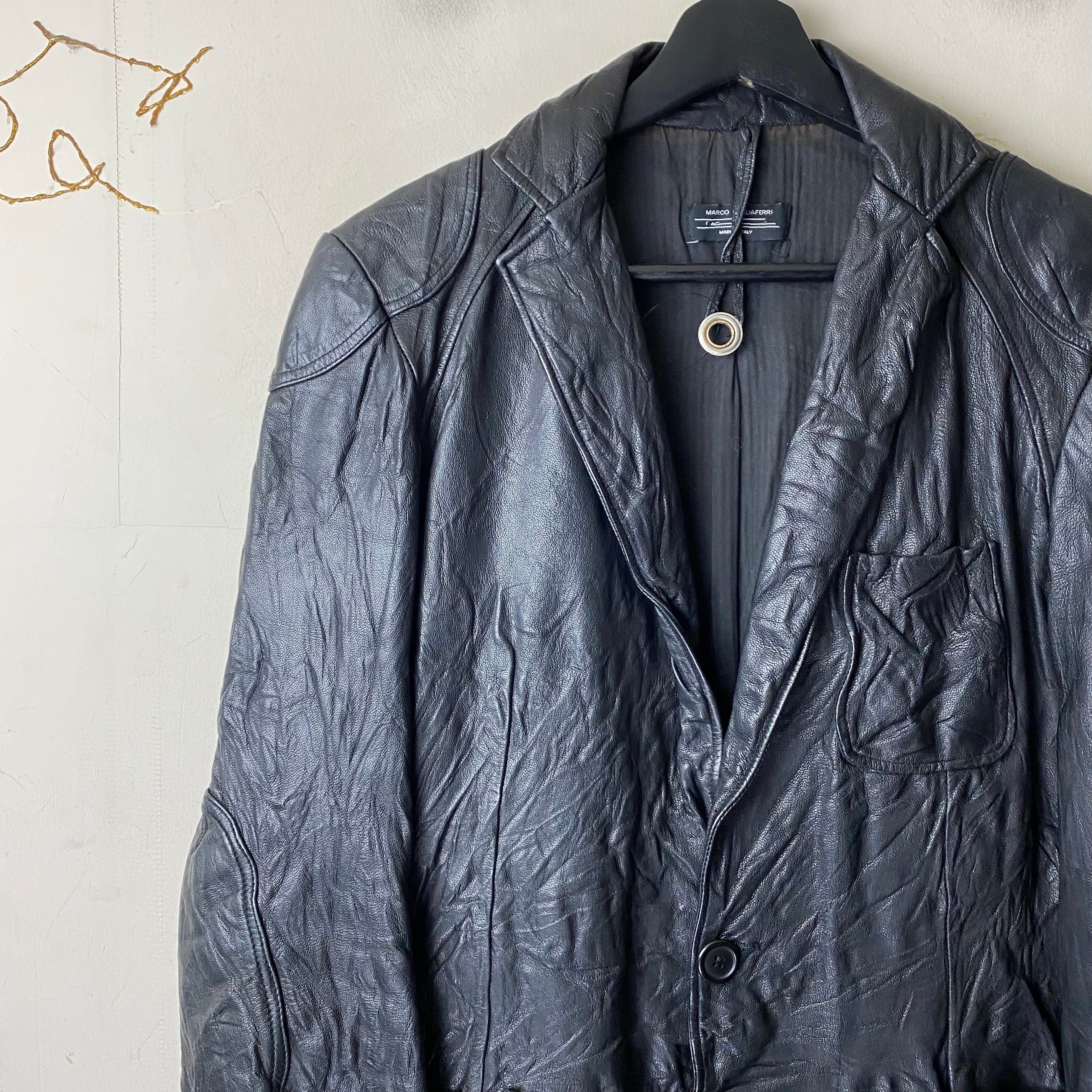 MARCO TAGLIAFERRI black leather tailored jacket | NOIR ONLINE