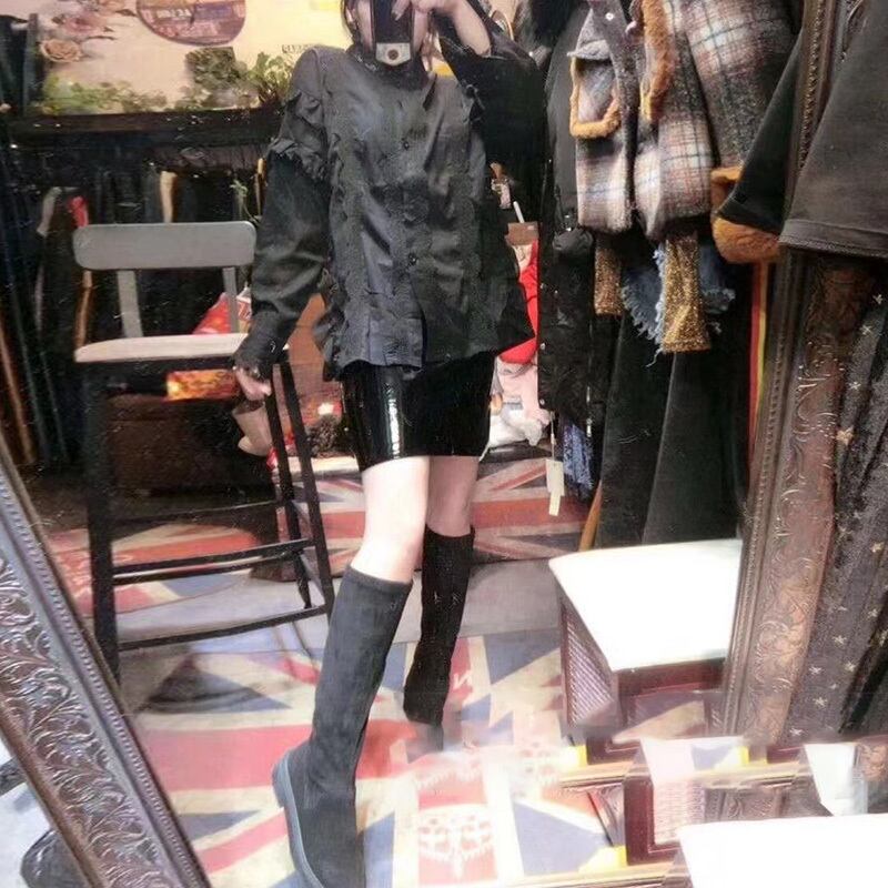 大きいサイズファットmm痩身と年齢を減らす西洋風ブラウス秋のデザインセンスレースエッジラペル長袖シャツ女性のトレンド ミックスインファッション53166963674