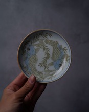 小皿　双鯉文　２枚　/　明治〜大正期