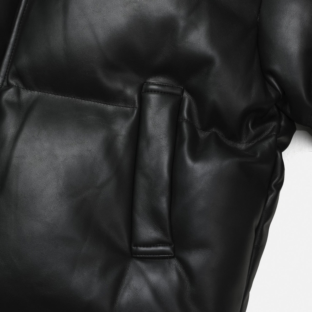 Cropped Leather Puffer Jacket(Black) - 13