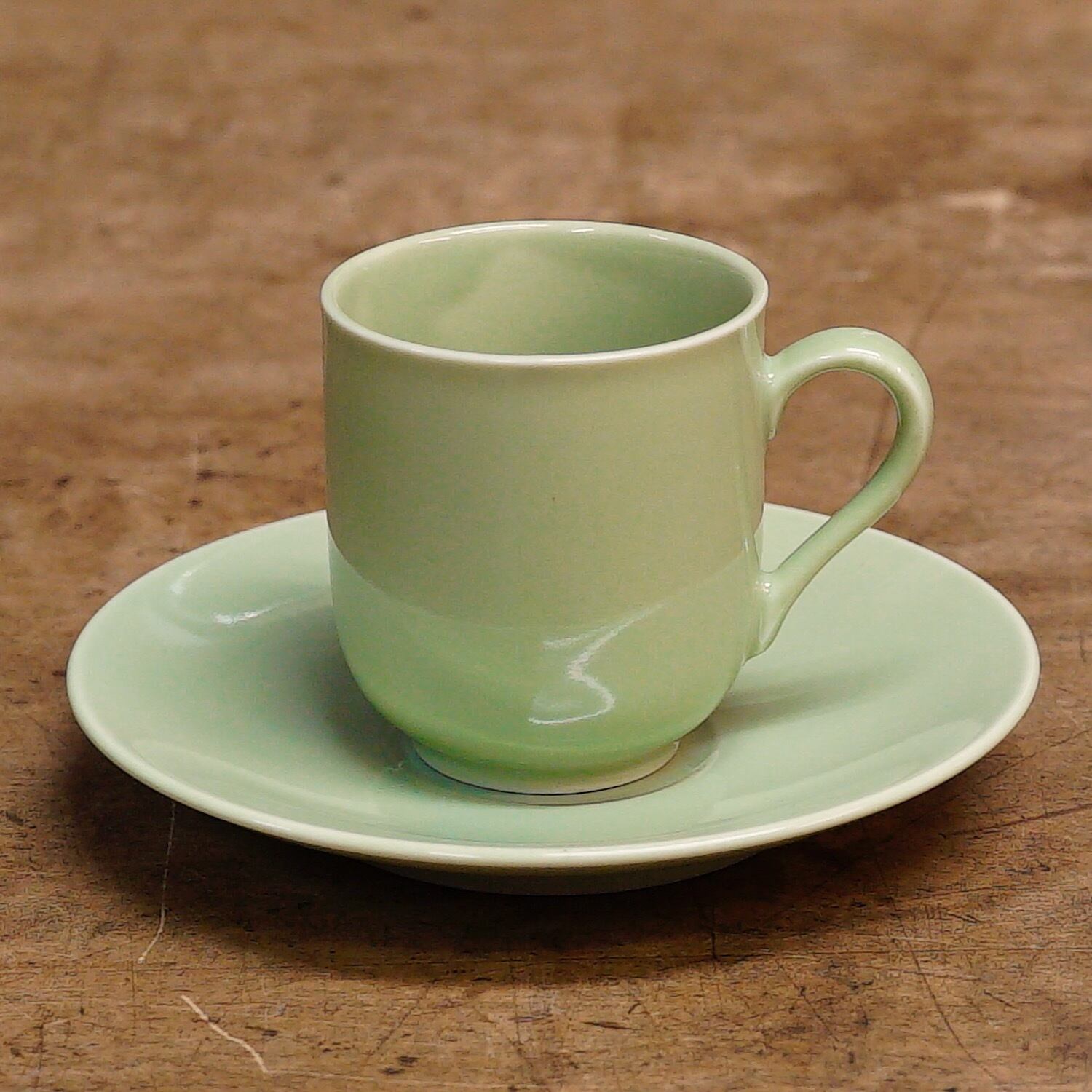 3152B ノーブランド デミタス カップ&ソーサー 緑 グリーン 中古 洋食