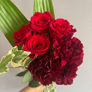 【限定2セット　ミニ花束　即出荷】　赤バラ＆カーネーションの花束セット