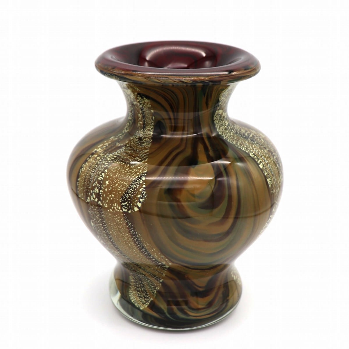 ガラス花瓶・壺型花器・ガラスインテリア・No.200823-23・梱包サイズ80 