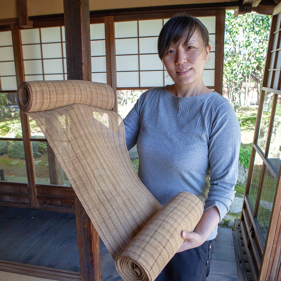 大滝ジュンコ　羽越しな布　しな布バッグ　無地／部分縞