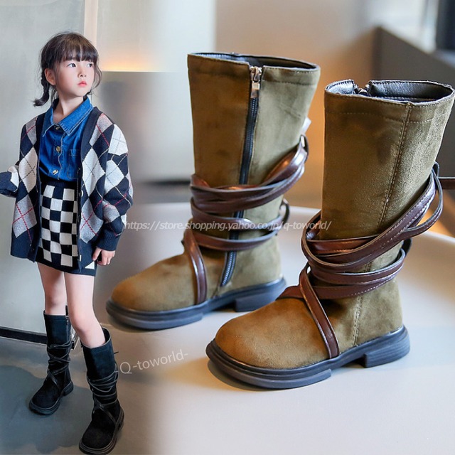 【16㎝-22㎝】ブーツ　ロング　靴　女の子　シューズ　韓国版 カジュアル　子供靴　キッズ靴