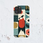 受注生産 iPhoneケース 鳥と花の幾何学民芸柄｜鳥モチーフ FMSY112A