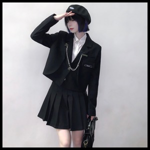 【お取り寄せ】ガーリー ハートチェーン ジャケット プリーツスカート セット