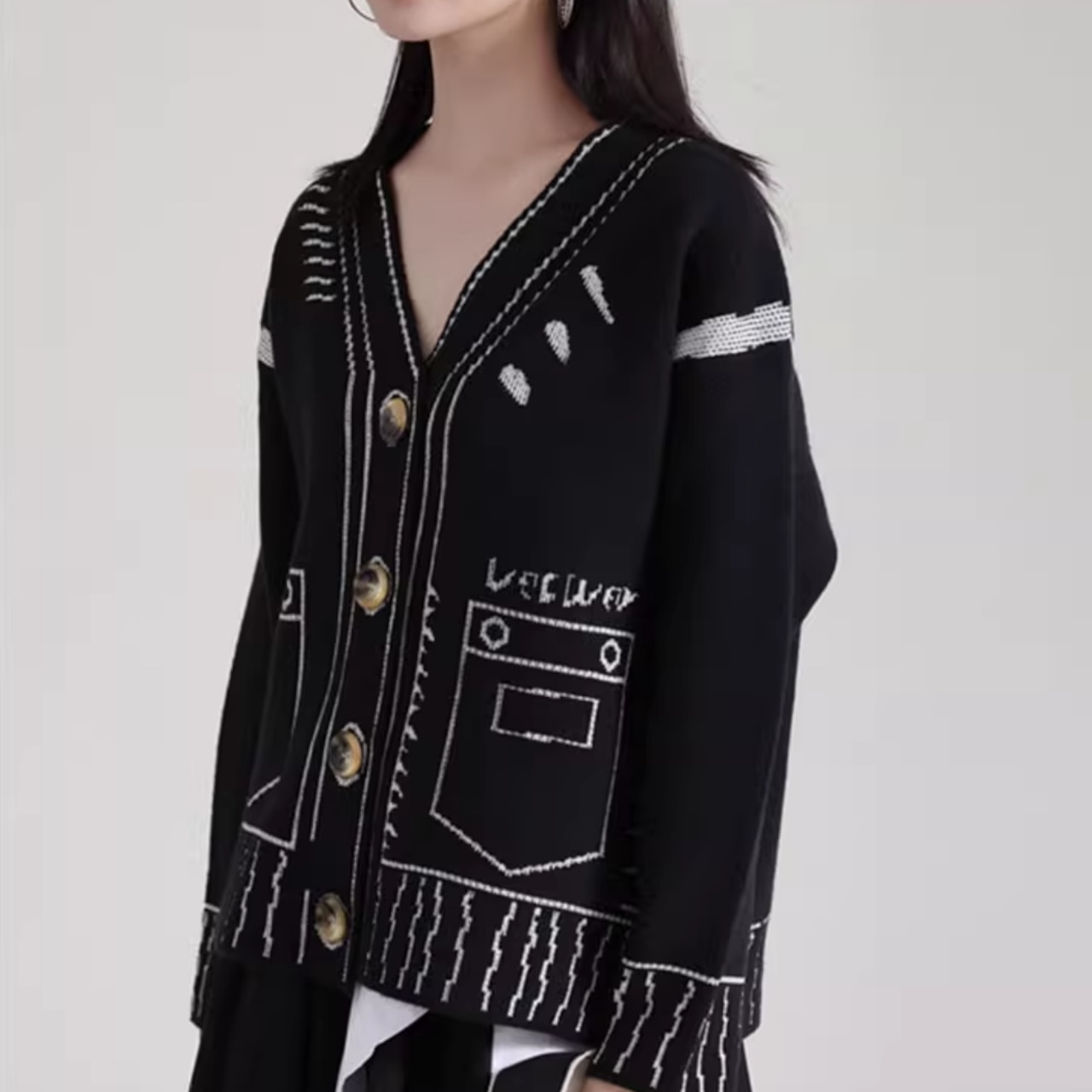 V-neck knit cardigan (ME158)