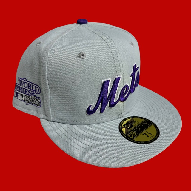 New York Mets 1986 World Series New Era 59Fifty Fitted / Gray (Purple Brim)