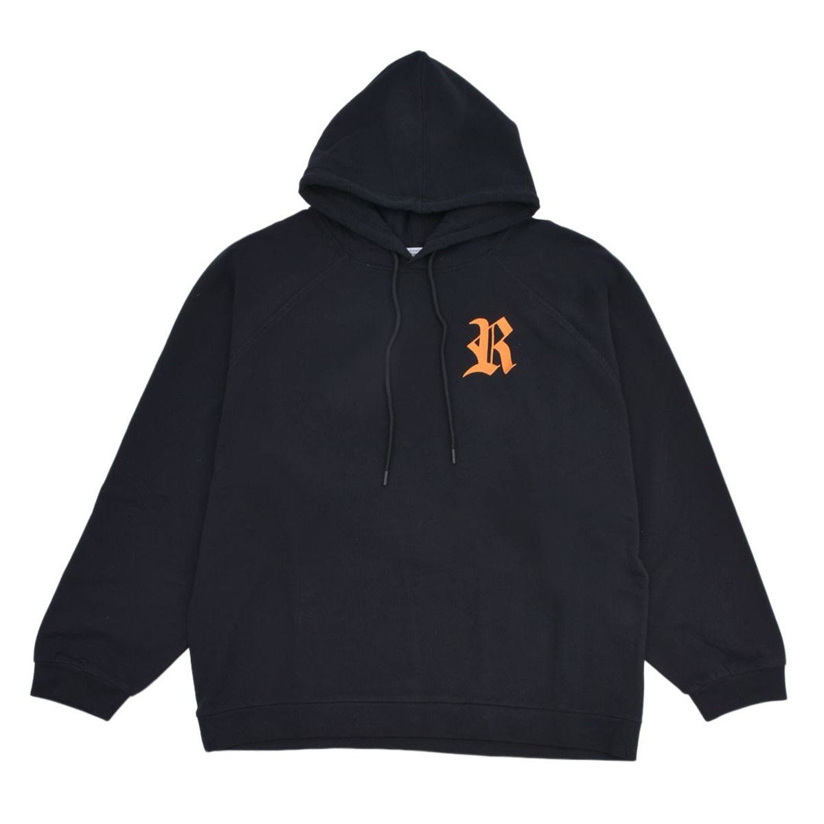 RAF SIMONS】Oversized hoodie with R embroidery and patch(BLACK 