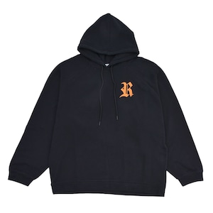 【RAF SIMONS】Oversized hoodie with R embroidery and patch(BLACK/ORANGE)