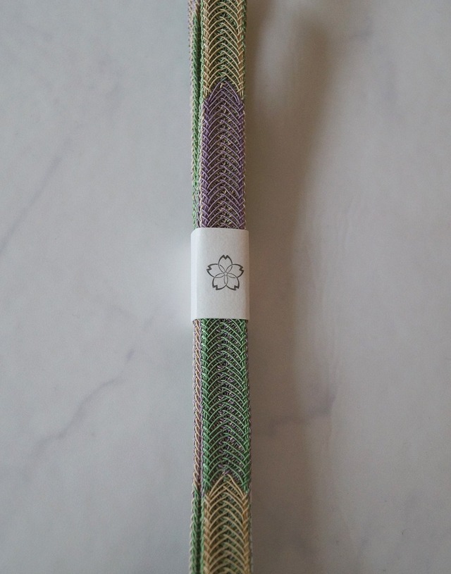 【和小物さくら・帯締め】浅黄色×若竹色×浅紫色　矢羽根段切替レース　夏用帯締め　No.250624㉑