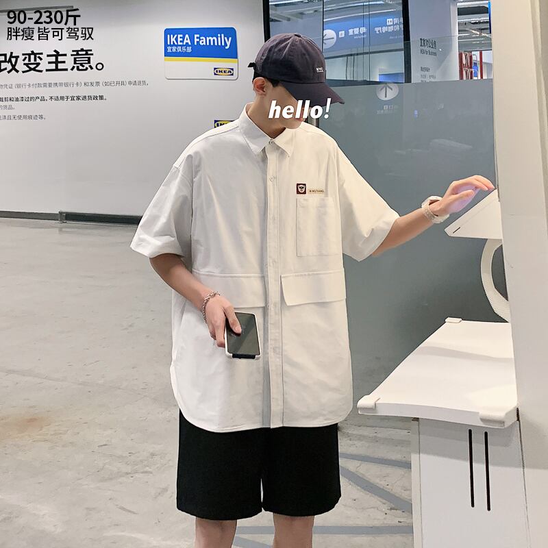 ポケットシャツ サマールーズ 大きめサイズ 夏物 ヒップホッププラスサイズ23276877222