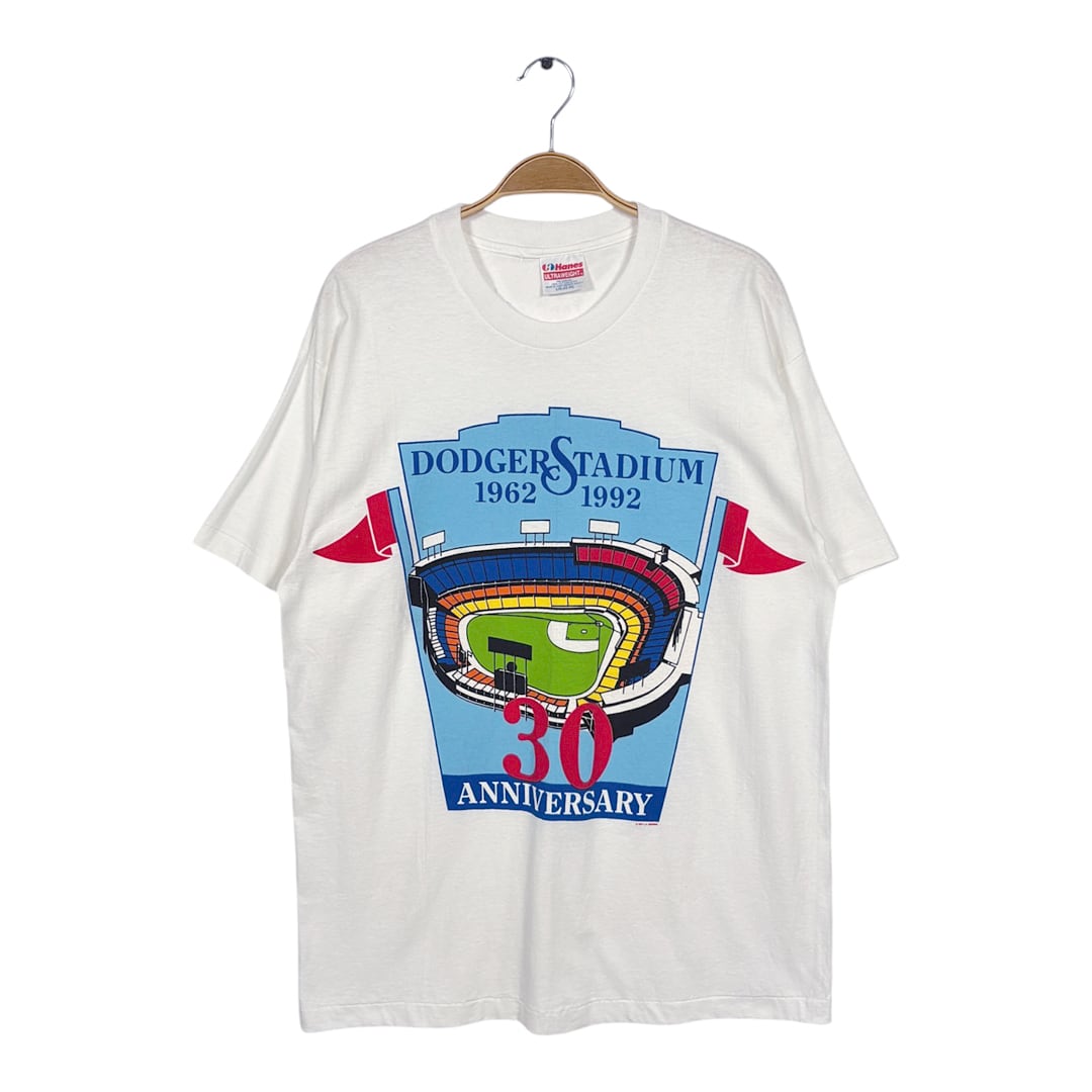 90s ドジャースタジアム USA製 ヴィンテージ Tシャツ MLB DODGERS ホワイト シングルステッチ HANES サイズXL BZ0627