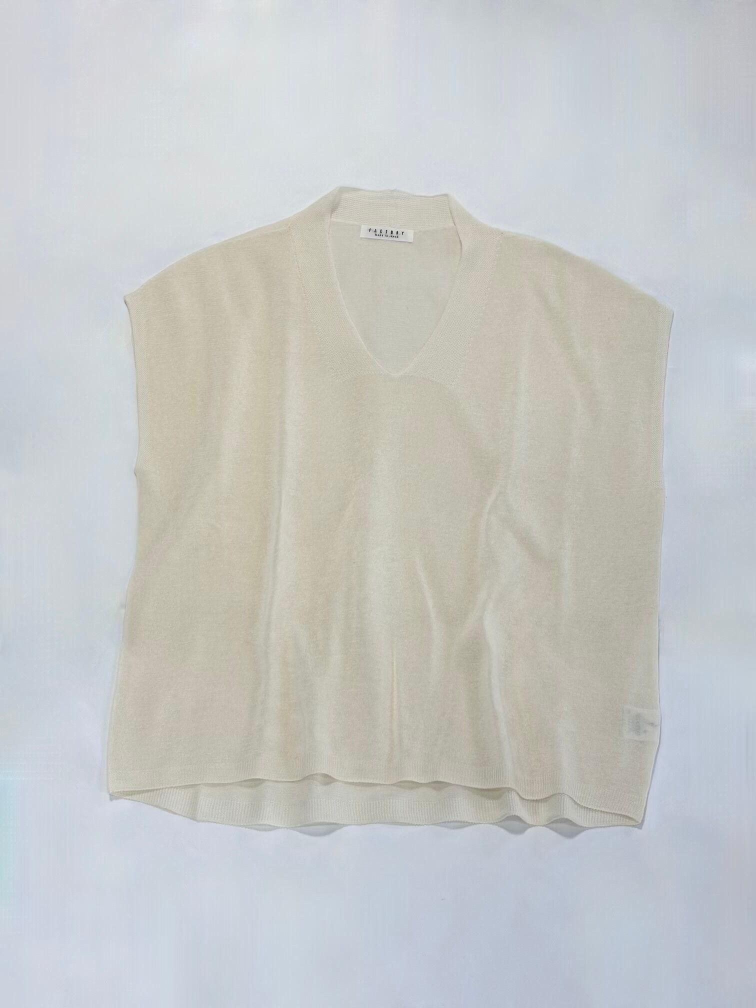 FACTORY・GIMAコットン Vネックノースリーブセーター・アイボリー