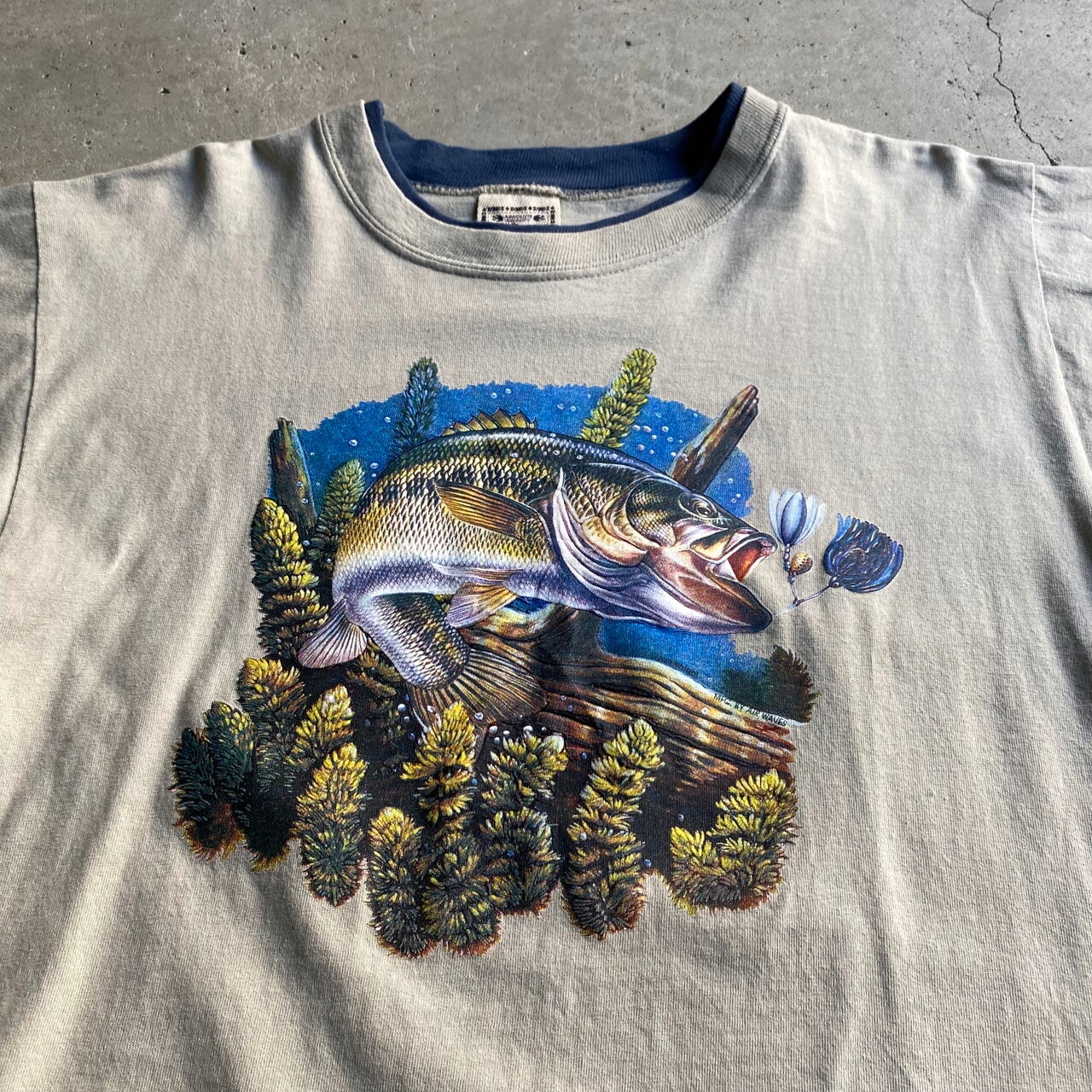 USA製 90年代 ブラックバス 魚 フィッシング レイヤード プリント T