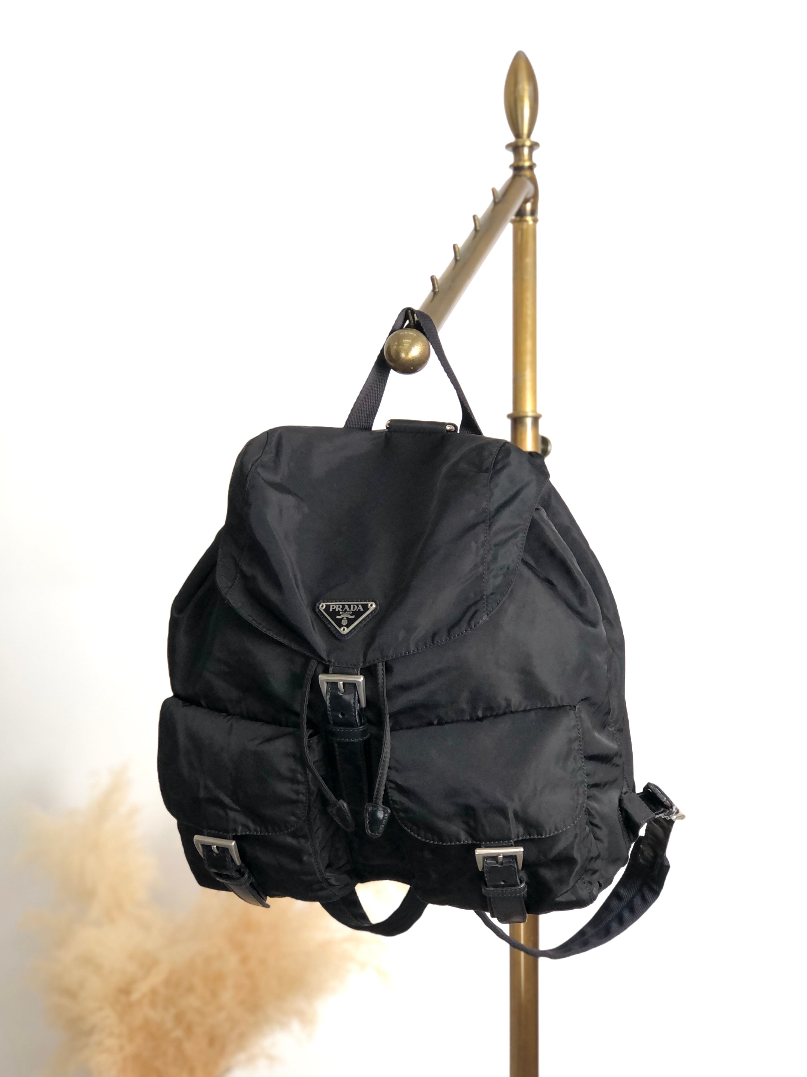 PRADA プラダ バックパック ブラック トライアングルロゴ ナイロン ダブルポケット vintage ヴィンテージ オールド rr2dvd