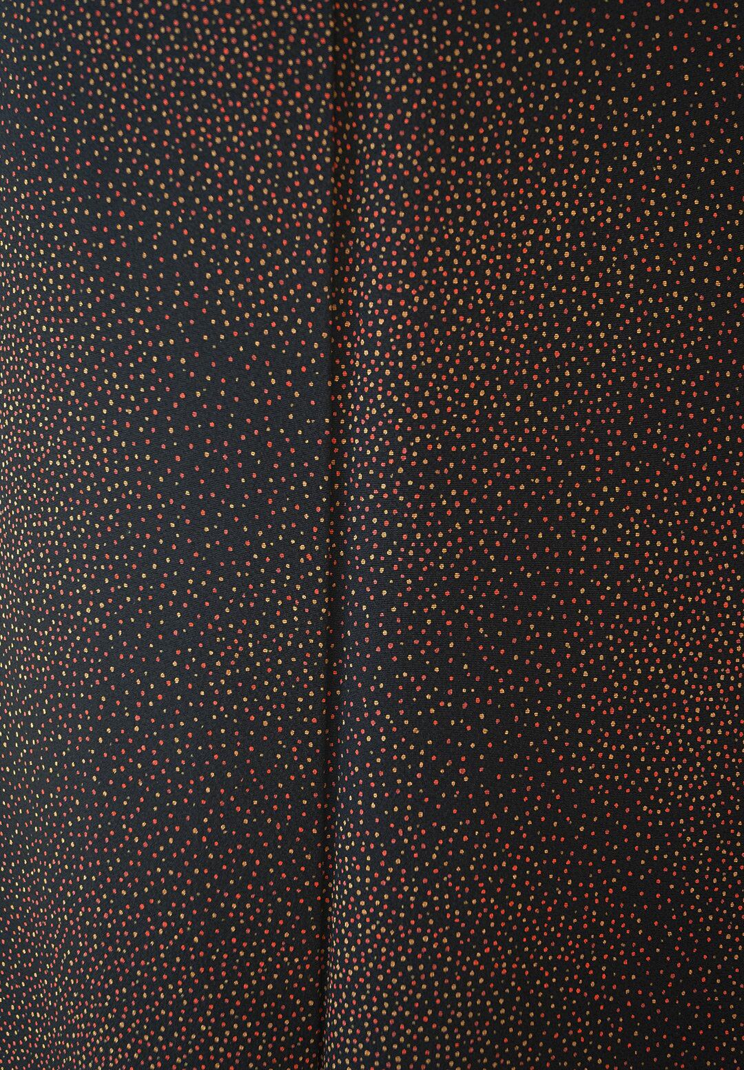 【袷】和田光正作 黒地に点描柄 小紋