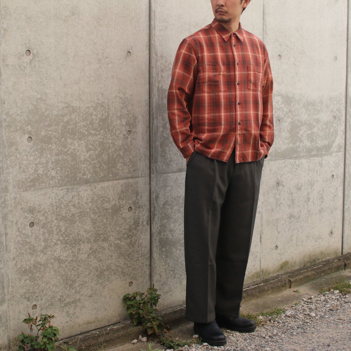 WASEW CHECK ONE SHIRT(GRAND NAVY) | Fuzzy Clothed