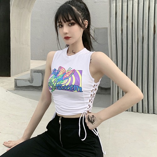✞✝✞ 白ギャザー大人女子☆スリムショートTシャツ プリントカジュアルトップス ホワイト ✞✝✞ ゴスロリ SM ミリ 甘ロリ クラロリ 和ロリ エレガント 黒ロリ 姫ロリ 華ロリ AA-AA68409355652