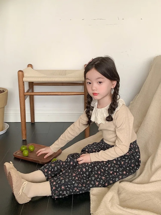 【取寄】使い勝手抜群なレースフリルカラーリブトップス