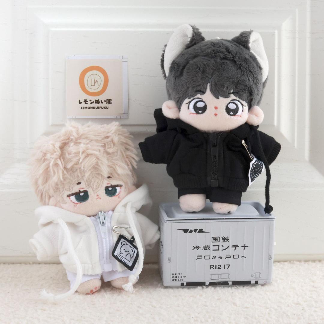 10cm ぬいぐるみ服 着せ替え お出かけ ジャージセット 激かわ 白 ぬい